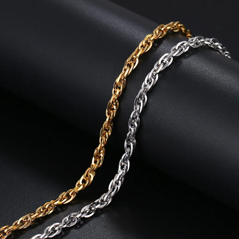 CACANA Stainless Steel Chain Bracelets For Man Women Gold Silver Color For Pendant 0.4cm Double Buckle Donot Fade Jewelry A1237