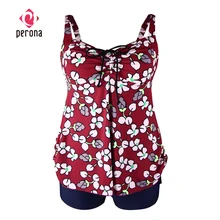 PERONA размера плюс, танкини, набор, женский купальник, сексуальный, из двух частей, купальник с принтом, пляжная одежда, мягкий бандаж, купальник, купальник