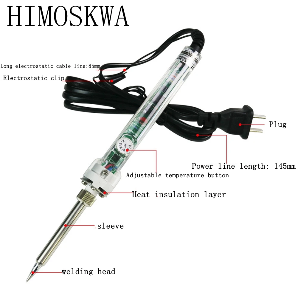 

HIMOSKWA New 60W With Static Clip Adjustable Temperature Electric Soldering Iron Welding Solder Heat Iron Tool