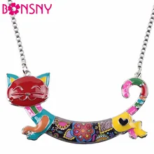 Bonsny Tuyên Bố Maxi Hợp Kim Men Cát Vòng Cổ Chuỗi Vòng Cổ Mặt Dây Chuyền Cổ Áo 2018 Thời Trang New Men Trang Sức cho Phụ Nữ Cô Gái Món Quà(China)
