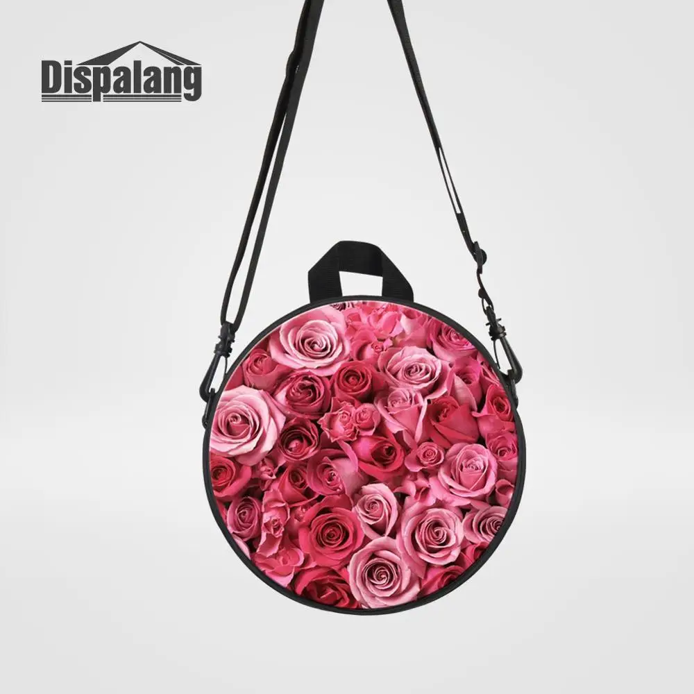 Красная роза, мини сумка-мессенджер для девочек с цветочным принтом, детские сумки через плечо для улицы, Детский Повседневный круглый рюкзак для школы Rugzak - Цвет: Сливовый