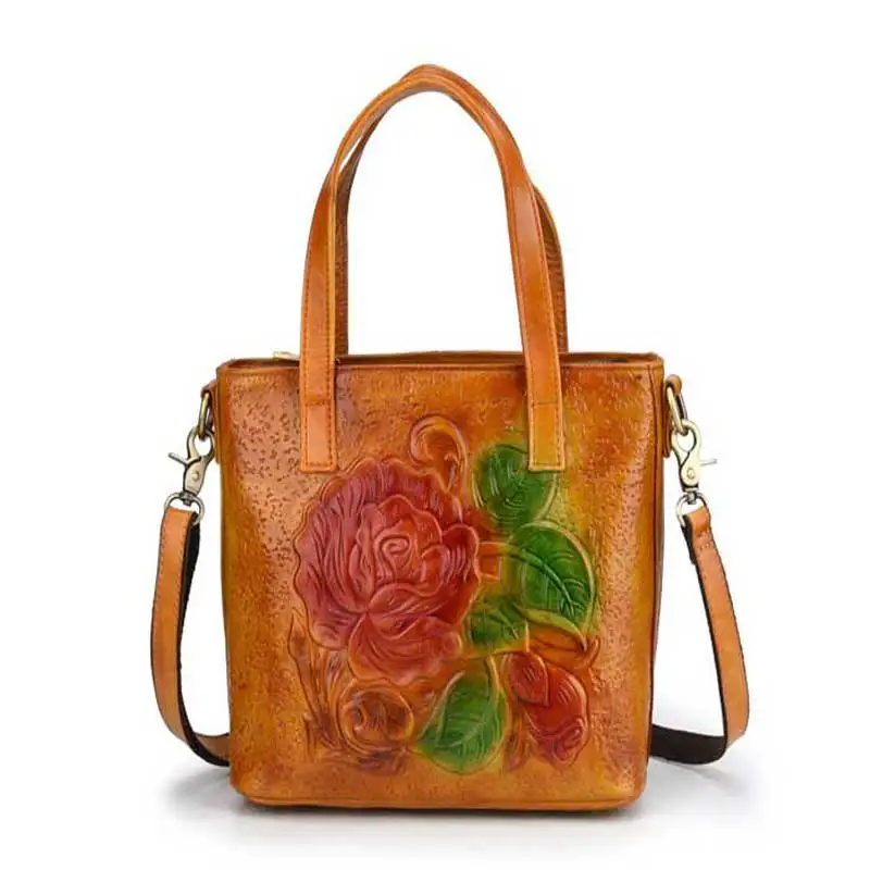 

New genuine leather cowhide European and American ladies'handbags shoulders retro-coloured casual ladies' bags