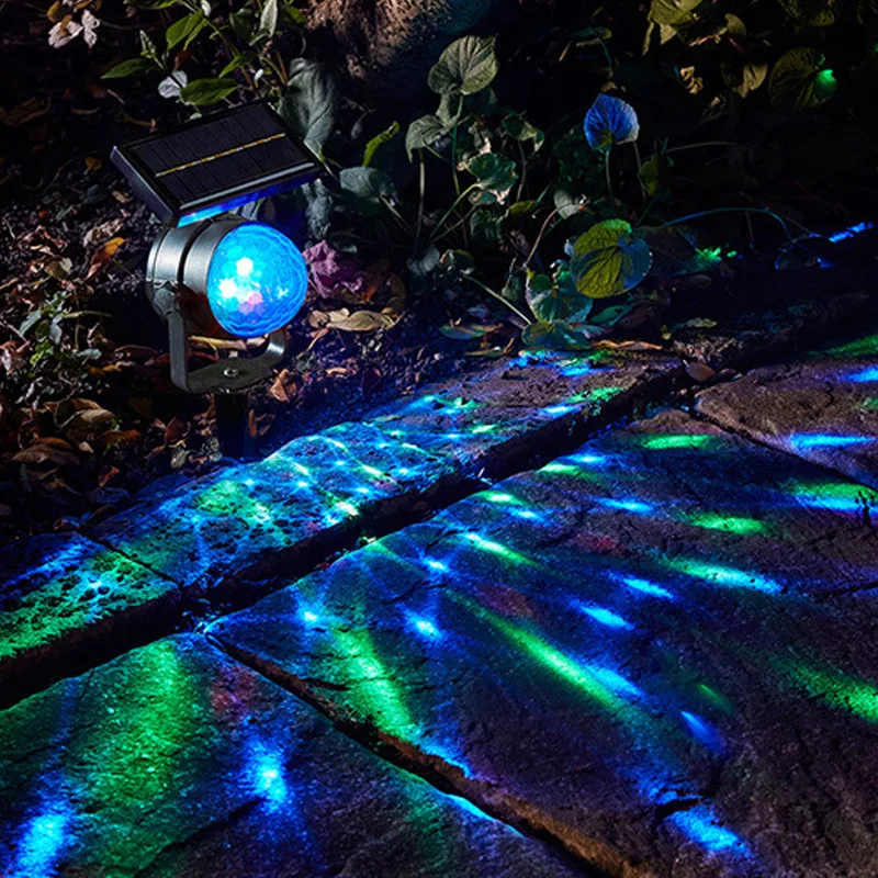 Solar Colorful Rotating LED Projection Light Garden Lawn Lamp Outdoor