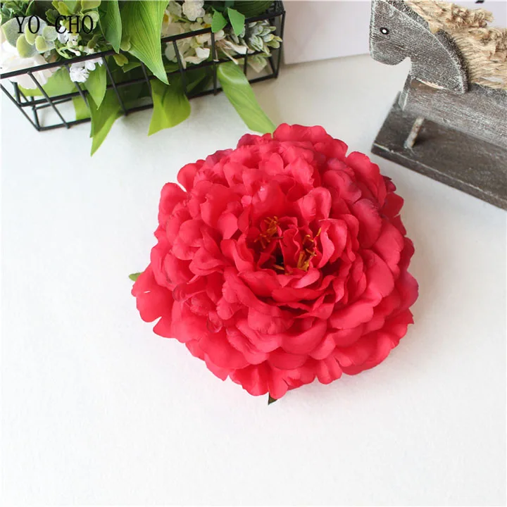 Artificial Peony Flower Head Silk Rose Wedding Wreaths White Pink Blue Fake Flowers Big Flower Heads (6)_