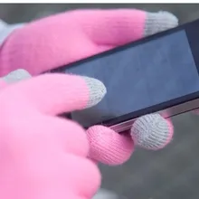 Розовый+ черный перчатки унисекс Красочные мобильный телефон коснулся Прихватки для мангала для мужчин женщин зимние варежки черны