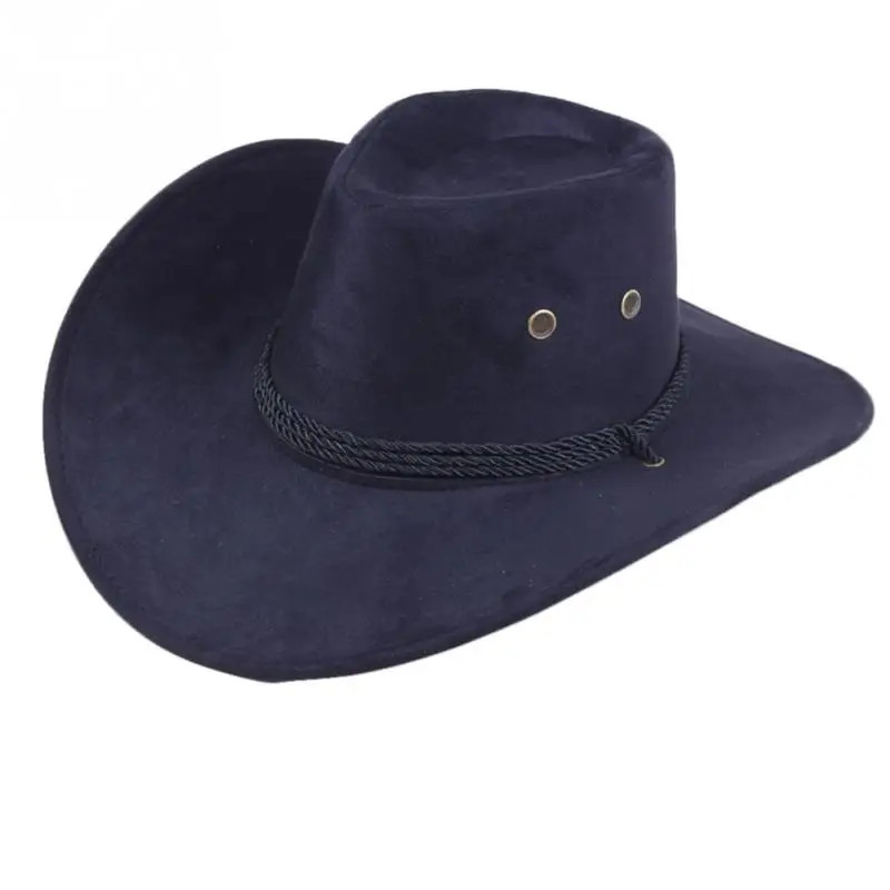 7 цветов унисекс модная широкая ковбойская шляпа в западном стиле Повседневная шляпа от солнца из искусственной кожи#1016 - Цвет: Черный