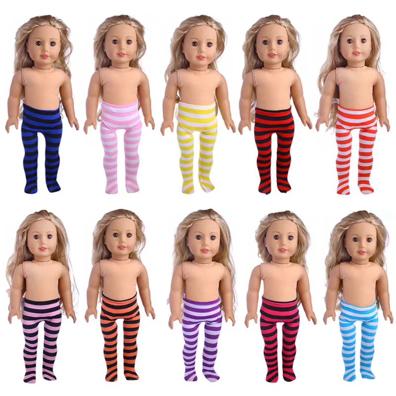 

All kinds of color striped leggings fit for 18 inch American doll, Children the best Christmas gift