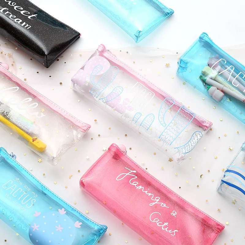

1pcs/sell Kawaii Pencil Case Halloween Transparent Lovely Letter Pattern School Supplies Student Stationery Christmas Gift