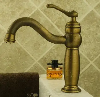 

New single handle basin faucets bathroom deck mounted taps bath washbasin antique brass faucet mixer bathroom kitchen accessory