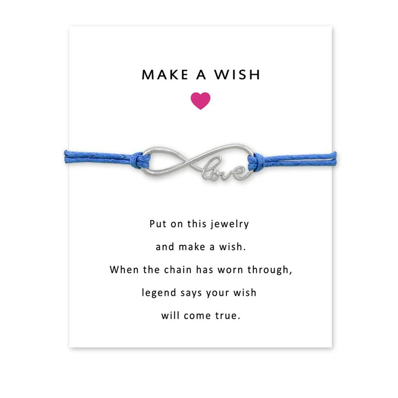 

Top Quality Infinity Love Charms Bracelets Adjustable Wish Card Bracelets Fashion Leather Bracelet Jewelry