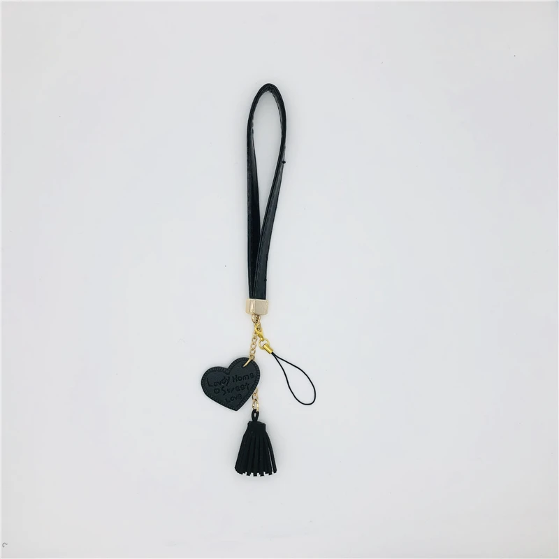 Fashion Tassel Hot Pop Lanyard Charm Mobile Phone Pendant PU Leather Love Camera Strap For iPhone Decor Keys Accessories