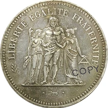 1975 Франция 50 франков письмо край Мельхиор покрытием серебро Имитация монеты