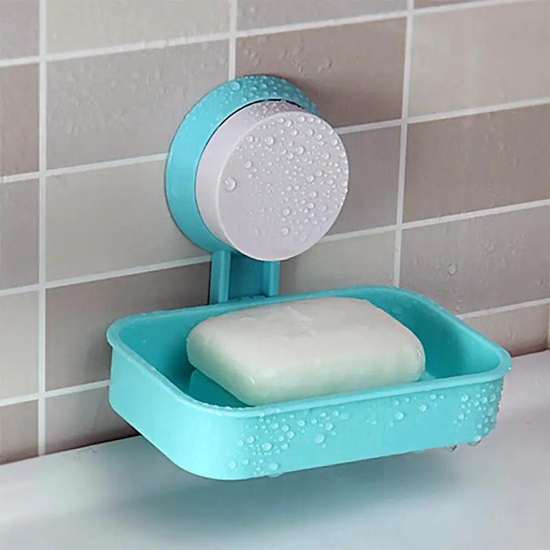 Новая мыльница сильный присоски стены лоток держатель мыло коробка для хранения для Ванная комната Душ инструмент - Цвет: Синий