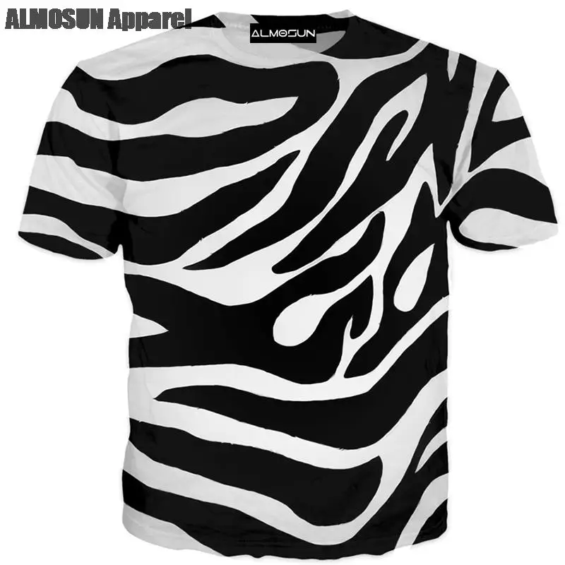 

ALMOSUN Zebra Line Stripe Pattern 3D All Over Printed T Shirts Short Sleeve Funny Summer Hipster Wear Top Tee Unisex Dropship