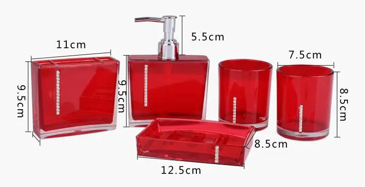 Акриловые пять штук в наборе набор для мытья ванной подарочные принадлежности для ванной комнаты Алмазная чашка щетка для влюбленных мыльница держатель для зубных щеток