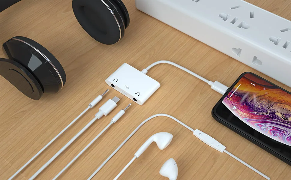 Аудио адаптер для Lightning-Dual DC3.5 мм наушники Aux jack телефонный звонок разветвитель зарядки адаптер для iPad iPhone X/XS/XR/8/7