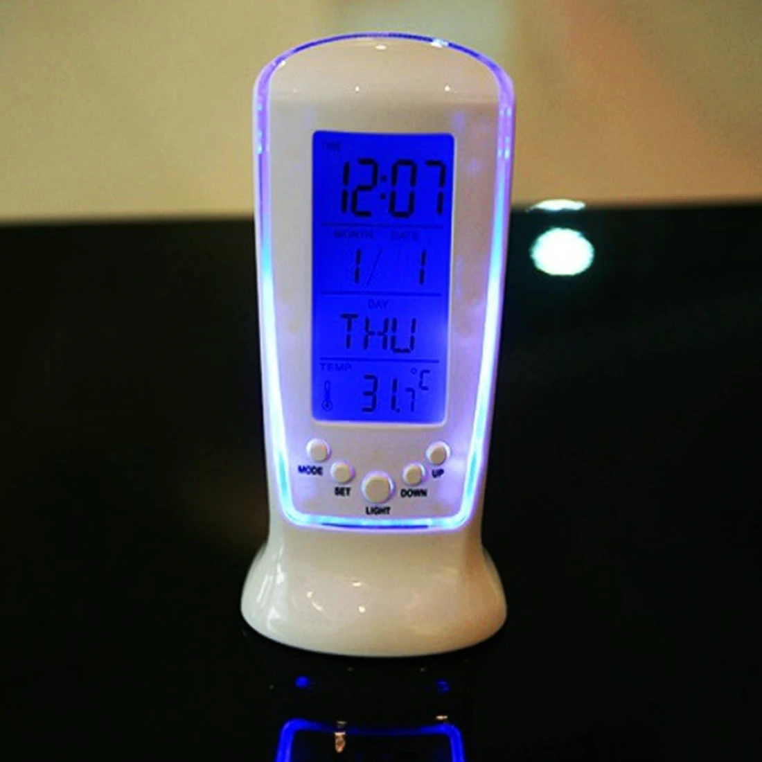 

Blue LED Backlight LCD Digital Screen Alarm Clock Calendar Thermometer Backlight Multi-function Clock for Bedside