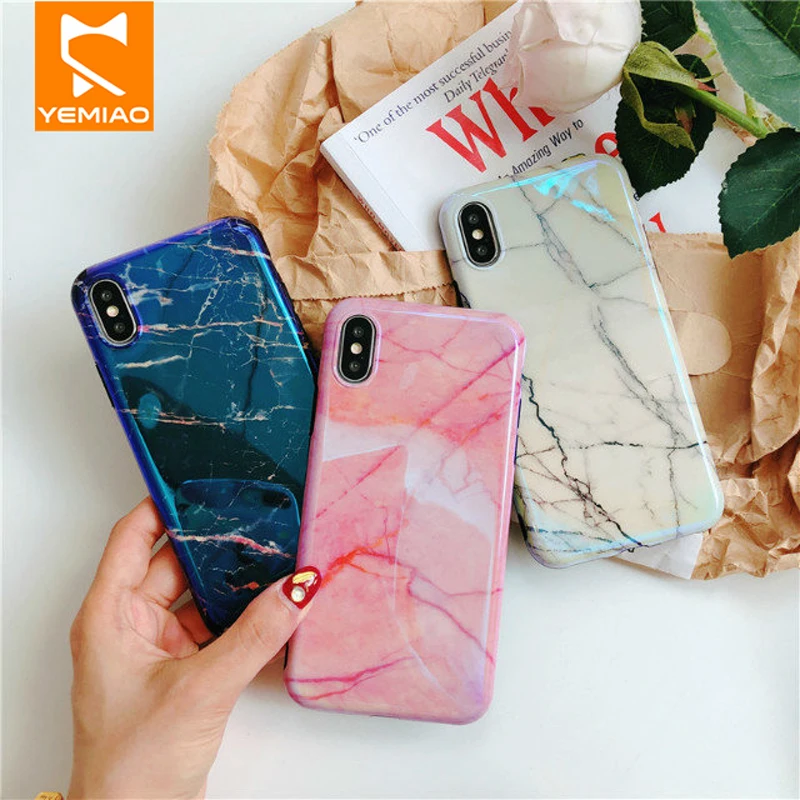 Силиконовый чехол Blue Ray для iPhone X 7 8 Plus 6 S милый с мраморным рисунком XS Max XR чехлы