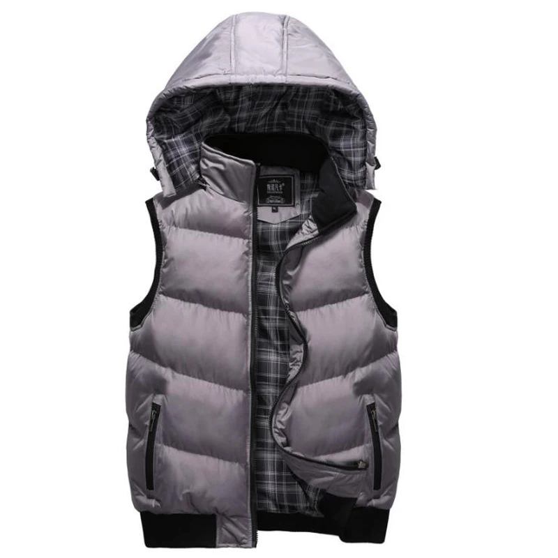 Зимняя куртка Для мужчин без рукавов Veste homme Для мужчин s модные повседневные пальто с капюшоном на хлопковой подкладке Для мужчин, детский жилет, жилет c утеплителем