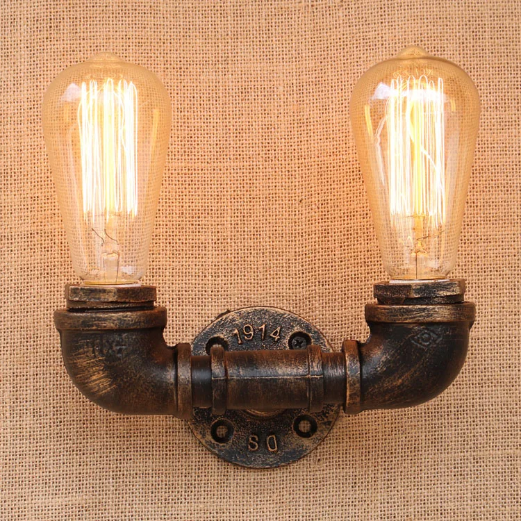 

Iron Water Pipe Industrial Loft Style Wall Lamp Retro RH Wall Sconce Bedside Light Fixtures For Home Lighting Cafe Living Room