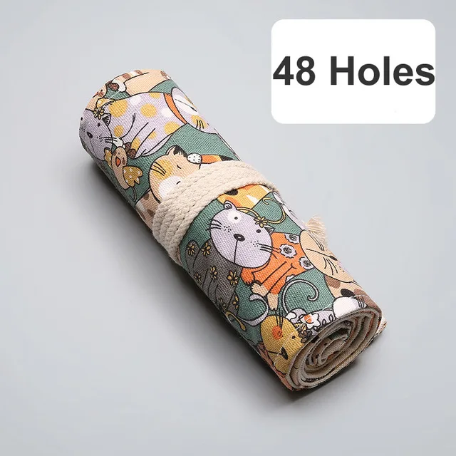 48 with out pencil 12/24/36/48/72 рулон школьный пенал Kawaii пенал из ткани уголовного для девочек и мальчиков милый большой пенал, штрафы коробка канцелярских принадлежностей - Цвет: 48 with out pencil