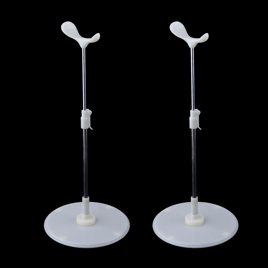 2pieces Adjustable 1/3 1/4 Doll Stand - White Doll Support for BJD 45-60cm Dolls Accessories
