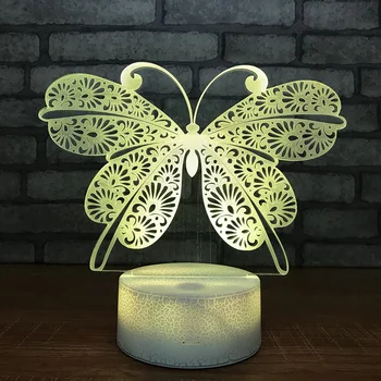 

3D Butterfly night light creative new strange led light 7 color bedside lamp energy saving usb atmosphere light 746 (crack base)
