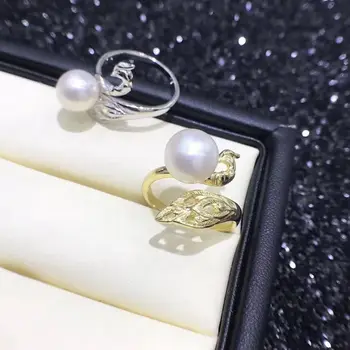 

925 Sterling Silver Party Pearl Ring Finger Ring Settings Adjustable Ring Findings Jewelry Parts Fittings Accessories, 3pcs/lot