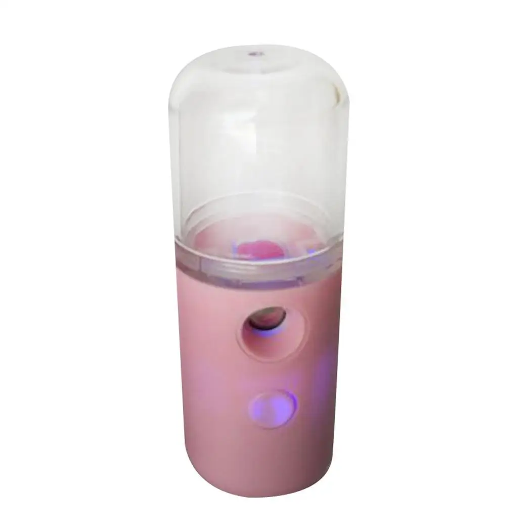 

30ml Ultrasonic Air Humidifier Aroma Essential Oil Diffuser Mini Beauty Humidifier Face Mist Fogger Maker LED Light Pink White
