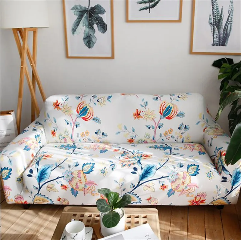 Easy Install Elasticity Sofa Cover Tightly All-inclusive Wrap Printed Flowers Single/double/three/four Seat Sofa Cover Slipcover