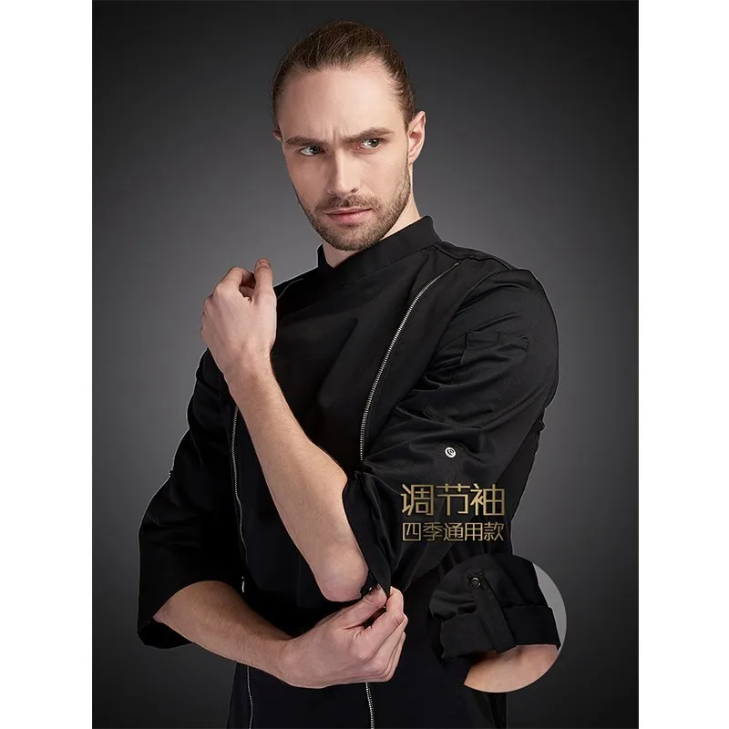 Chef Uniform Men Seven-quarter Sleeve Summer Breathable Kitchen Cooking Jacket Restaurant Hotel Hairdressers Salon Overalls