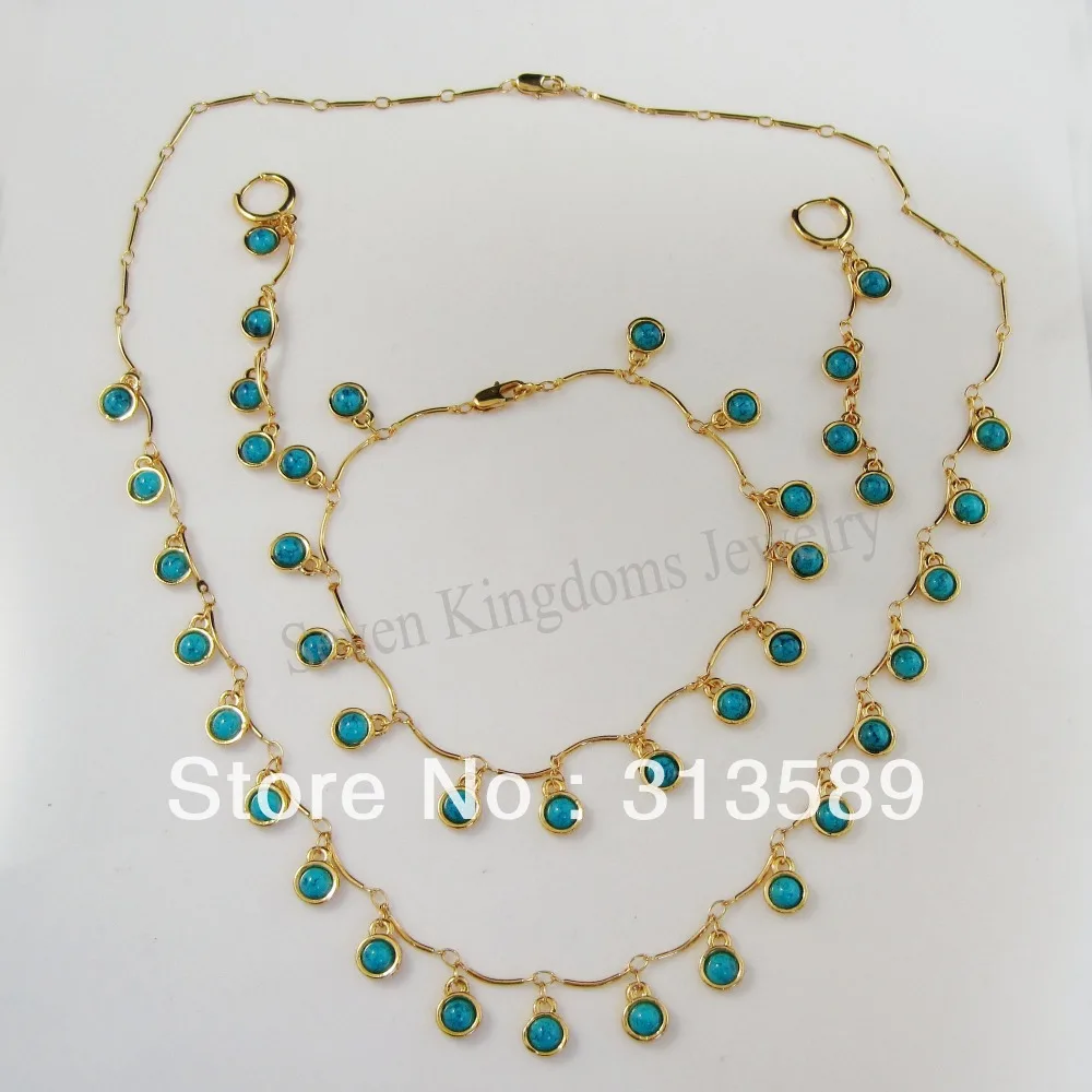 

MIN ORDER 10$/CAN MIX DESIGN/ GREAT - YELLOW GOLD GP OVERLAY STONE NECKLACE BRACELET EARRING SET/GREAT GIFT/