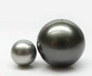 

Free shipping Jew.0037 BIG SIZE!RARE!2PS 15+9MM BLACK GREEN LOOSE GENUINE TAHITIAN PEARL