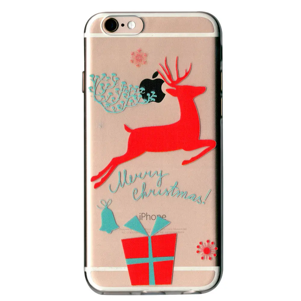Christmas Festive Santa Reindeer Patterned Clear Soft TPU Case For iPhone 7 8 XR XS Max Phone Cover Coque For iPhone 6 SE 7 Plus (15)