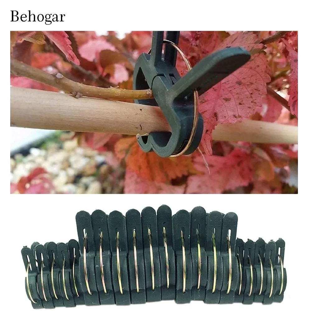 Behogar 40 PCS 2 Sizes Plant Support Clip Garden Vegetables Clips Hanging Vine Clips for