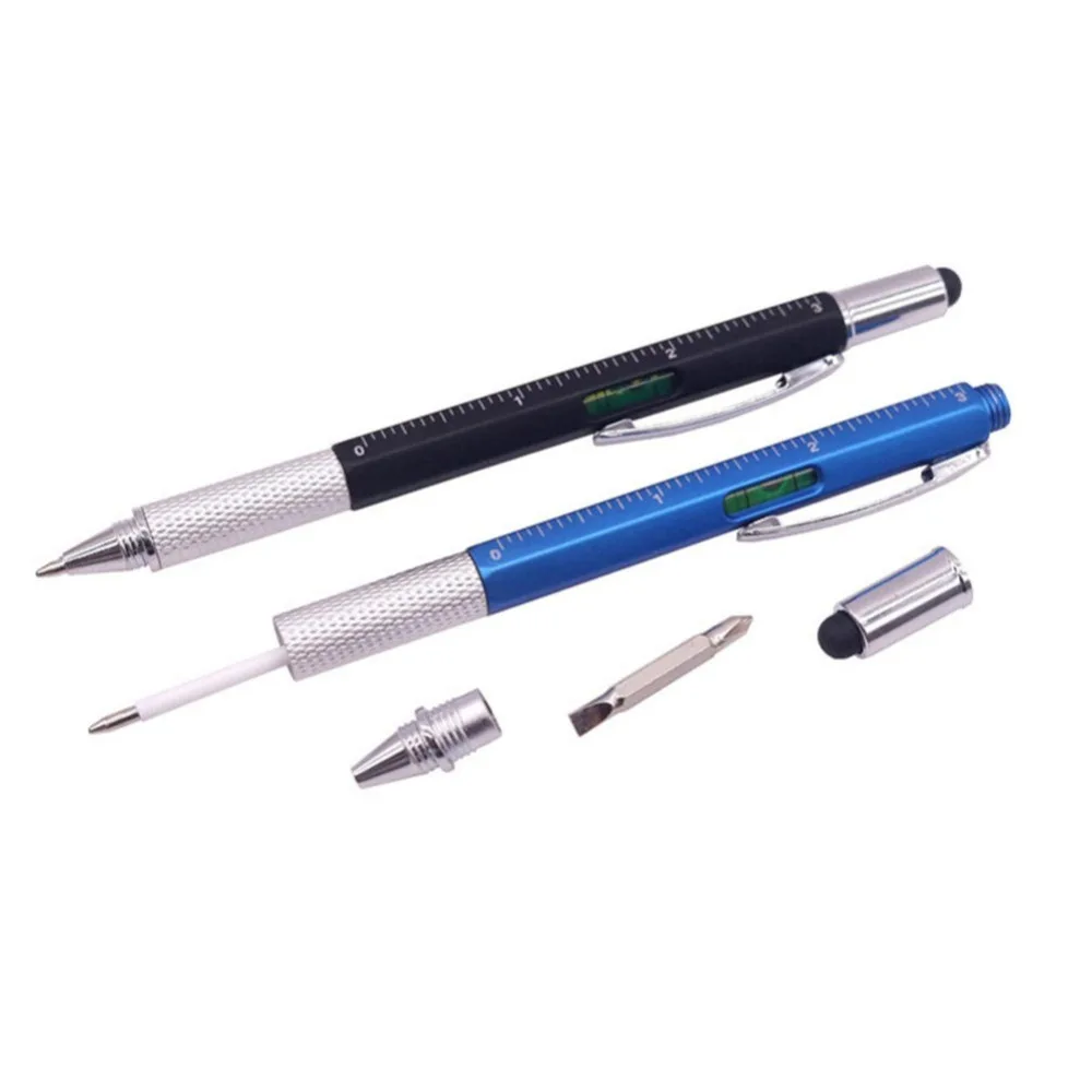 24 шт. 0,7 мм перо многофункциональная шариковая ручка синяя заправка шестицветная ручка горизонтальные весы линейка отвертка канцелярская ручка