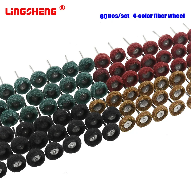 

80pcs/set Mini Brush Scouring Pad Abrasive Wheel Nylon Fiber Grinding Sanding Head Buffing Polishing Wheel 1&quot25mm Set For Dr