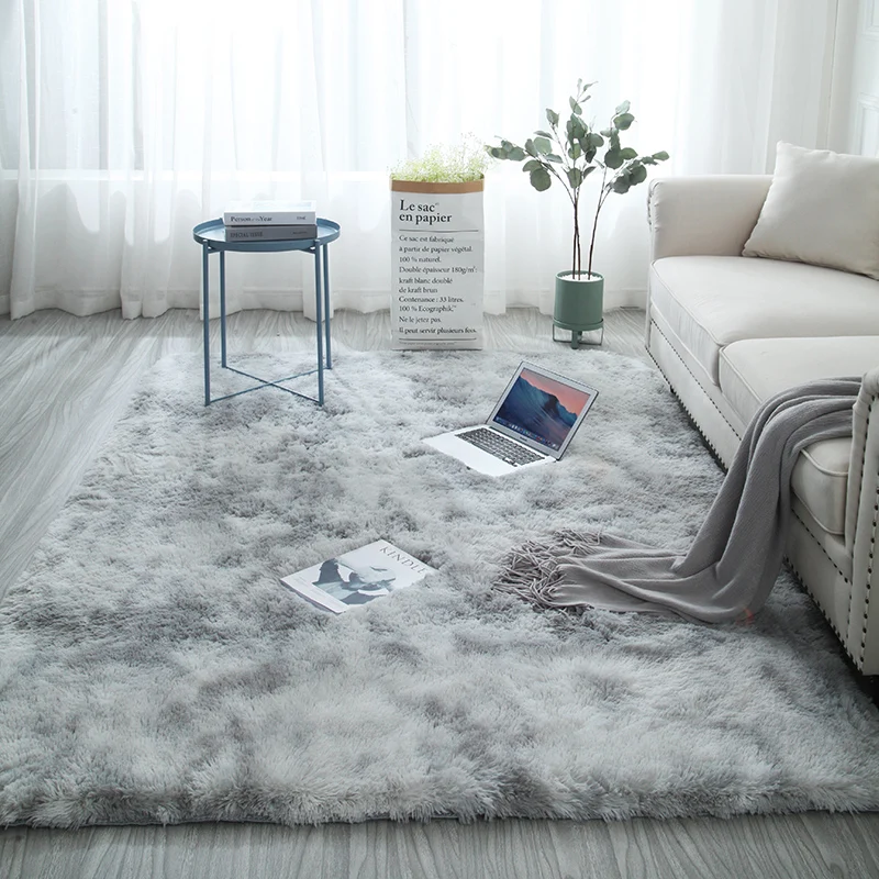 

Gradient color living room carpet European long hair fashion bedroom mat bay window bedside blanket washable personality rug