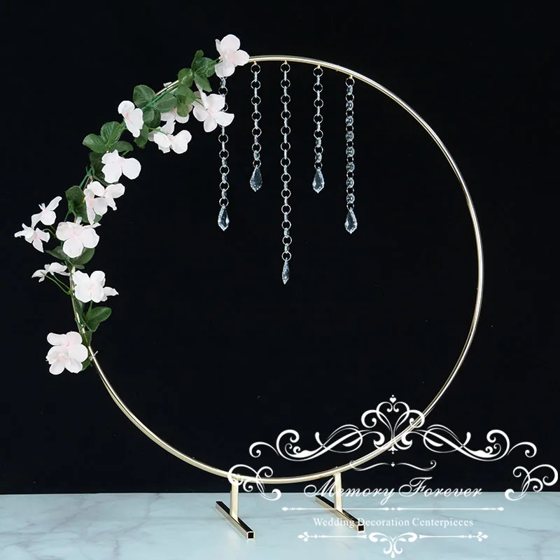  2019 latest wedding centerpieces round flower stand metal flower vase gold rack for table decoratio