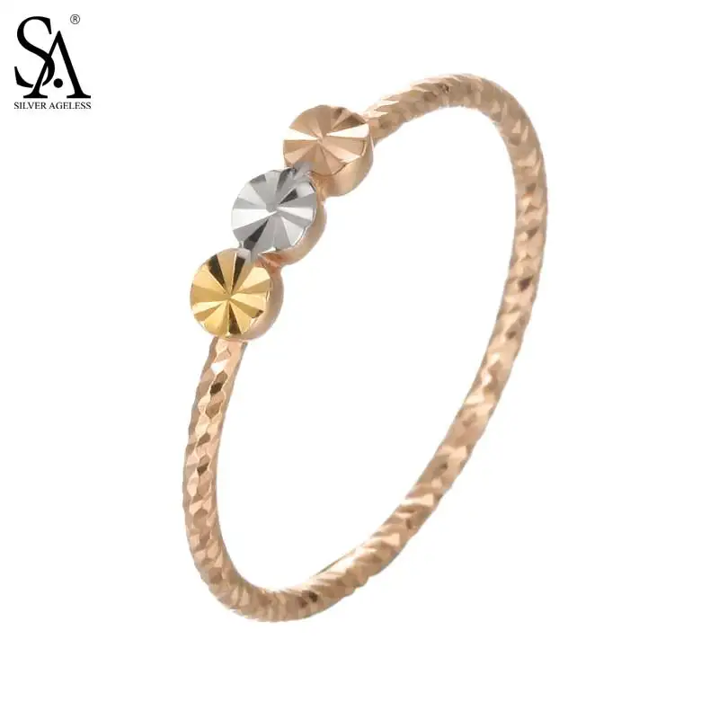 

SILVER AGELESS 18K Rose Gold Circle Wedding Rings for Women Fine Jewelry 6.5' 7.5'