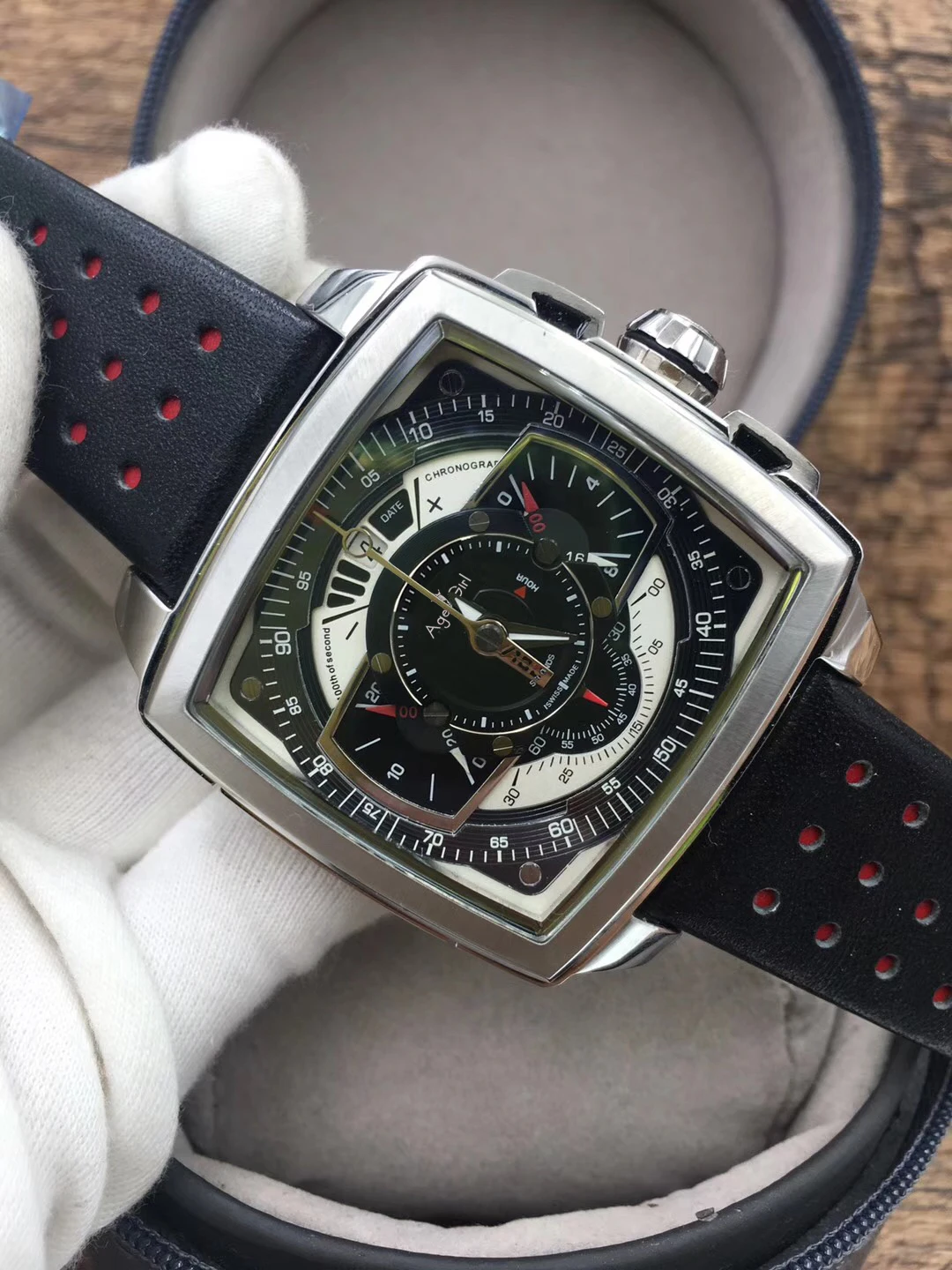 

Luxury Brand New Silver Black White Stainless Steel Men Watches Chronograph Sapphire Sport Leather Calendar Watch Limited AAA+