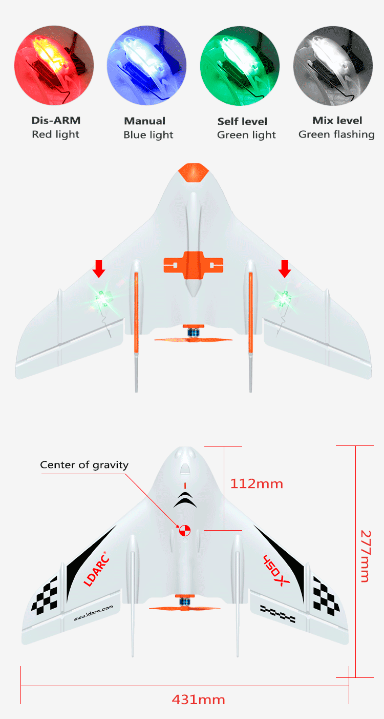 KINGKONG/LDARC крошечный крыло 450X277 мм 6A BLheli размах крыльев EPP FPV RC самолет Летающий крыло Delta-крыло PNP& FC01 управление полетом