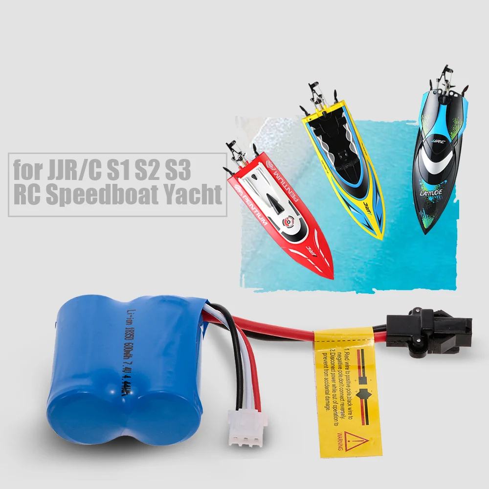 RC Boat Battery 18350 7.4V 600mAh Liion Li ion Battery for JJR/C JJRC