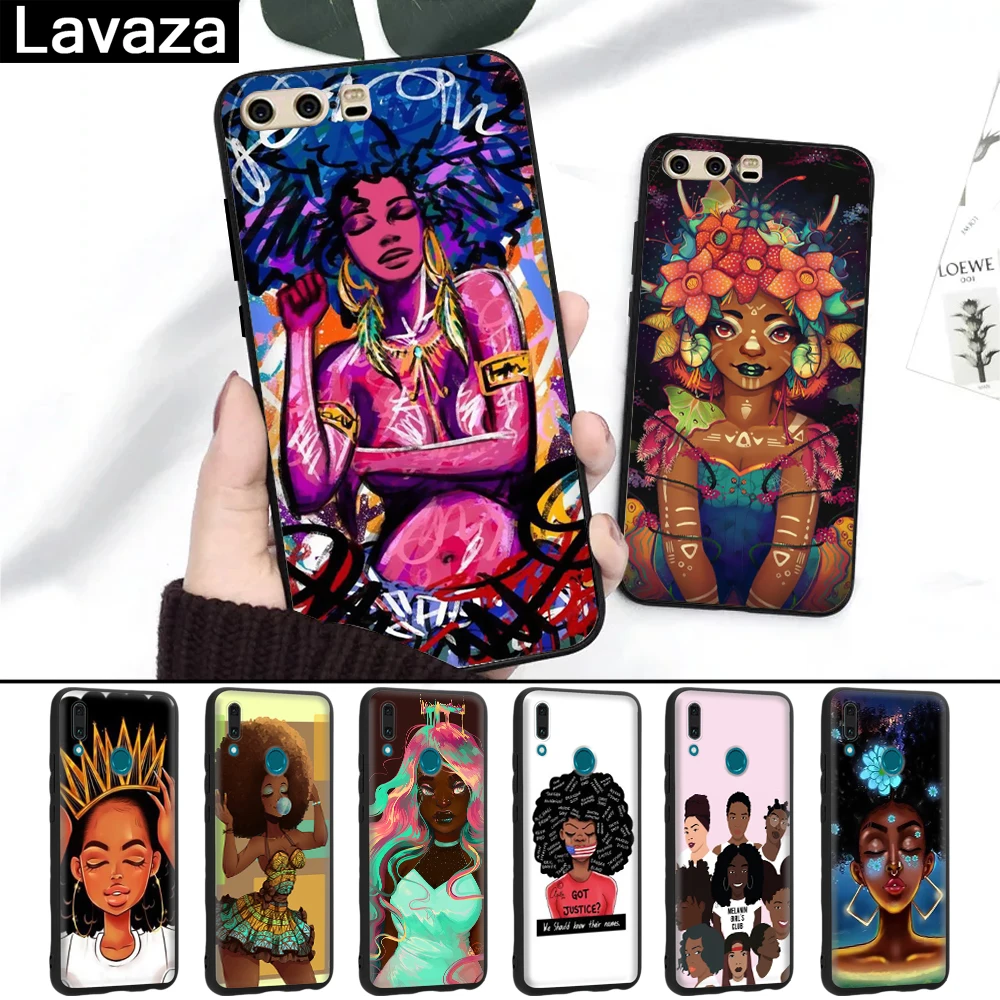 

Lavaza MELANIN POPPIN Black Girl Silicone Case for Huawei P8 Lite 2015 2017 P9 2016 Mini P10 P20 Pro P Smart 2019