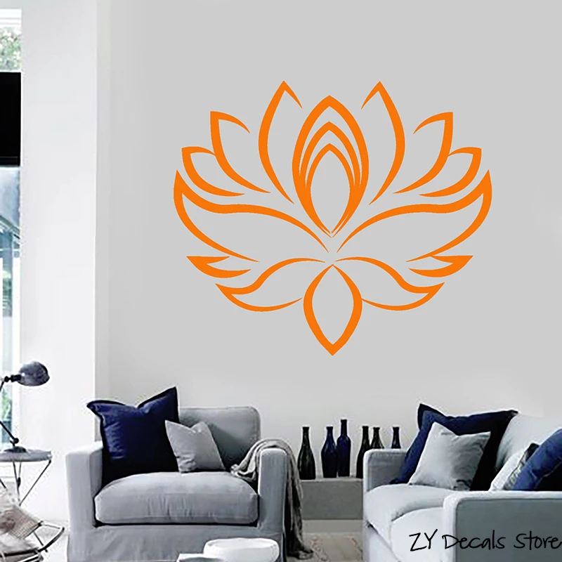 

Lotus Flower Wall Decals Yoga Center Hinduism Wall Stickers For Bedroom Removable Art Mural Living Room Decoration L521