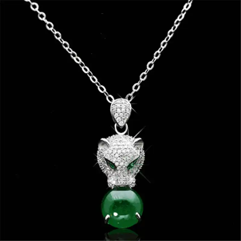 Ожерелье с подвеской из стерлингового серебра 925 пробы комплект с леопардовой головкой ожерелье в виде животного модные ювелирные изделия ...