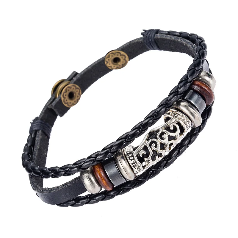 Vintage Hollow out Metal Charm Bracelet Cheap Price Leather Bracelet