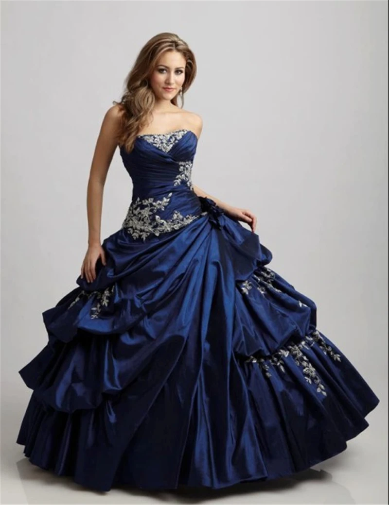 Dark Blue Lace Applique Ball Gown Off the Shoulder Formal Dresses 6653... |  TikTok