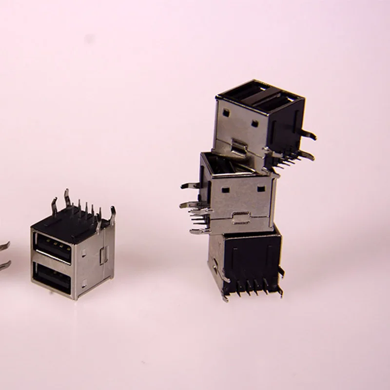 10 шт. двойной USB AF 90 градусов PCB Mount a-тип Женский прямоугольный двойной USB разъем для передачи данных зарядный порт USB адаптер