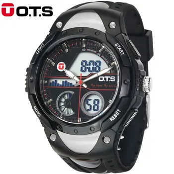 

OTS Watch Men Chronograph Army Sport Digital Swimming Watches Analog Quartz Dual Time Shock Alarm Date Watch Xmas Gift